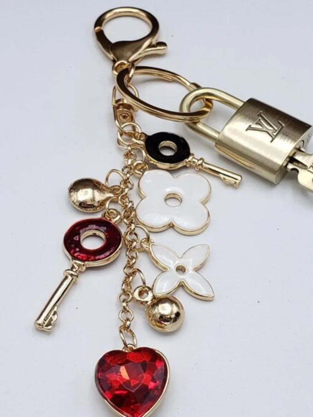 Authentic Louis Vuitton Gold Padlock 🔒 Shiny LV Key + Unbranded Bag Charm
